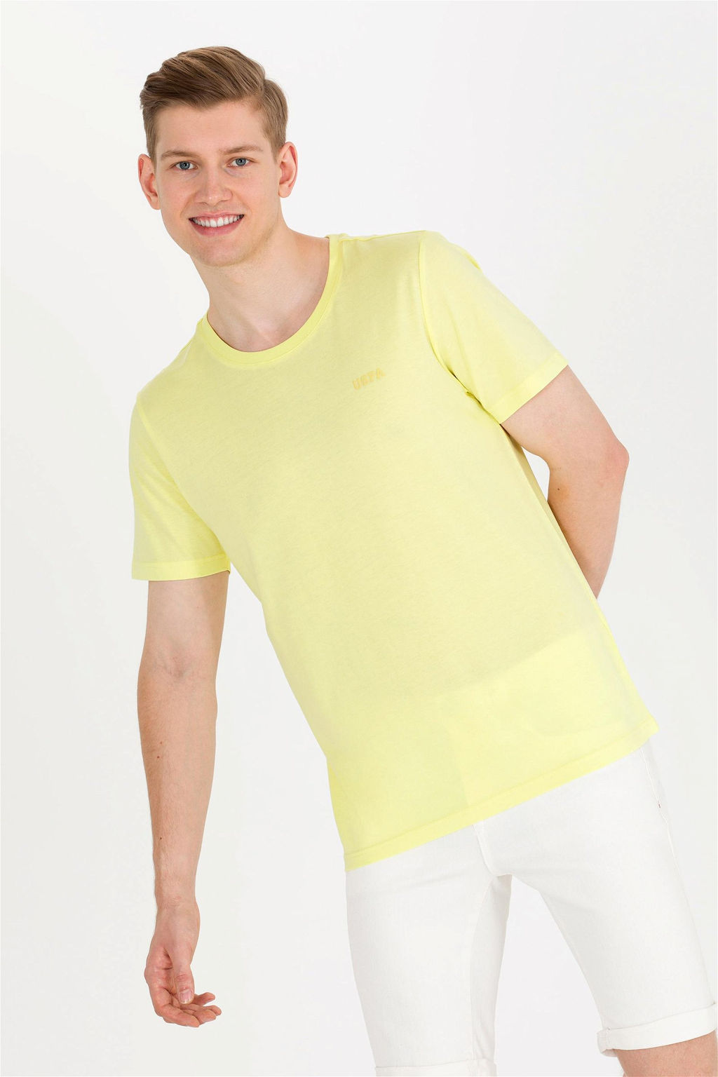 U. S. Polo Assn Мужская светло-желтая базовая футболка с круглым вырезом - U.s. polo assn фото 12