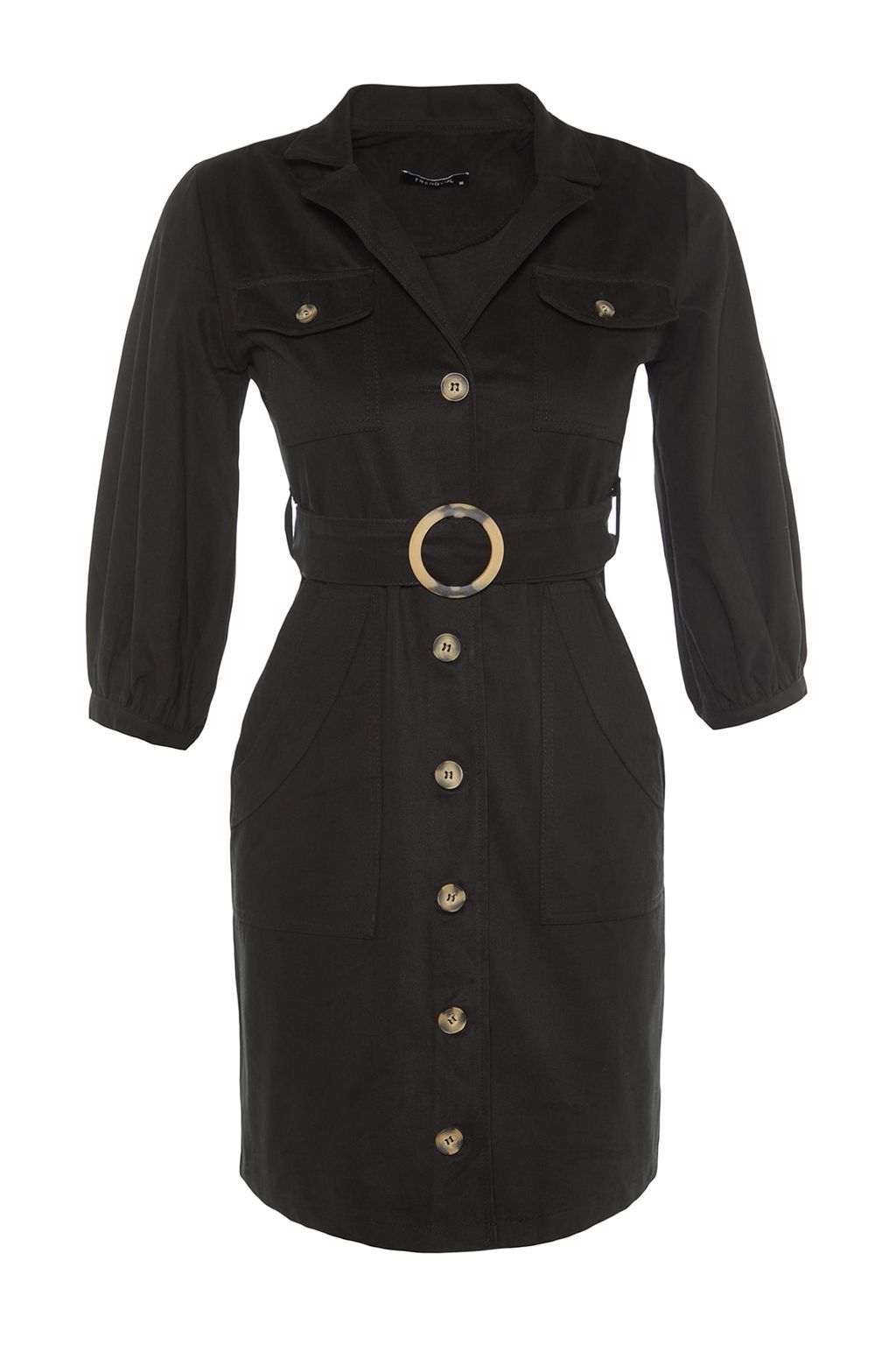 Siyah Baglama Detayl? Dokuma Elbise TWOAW20EL1156