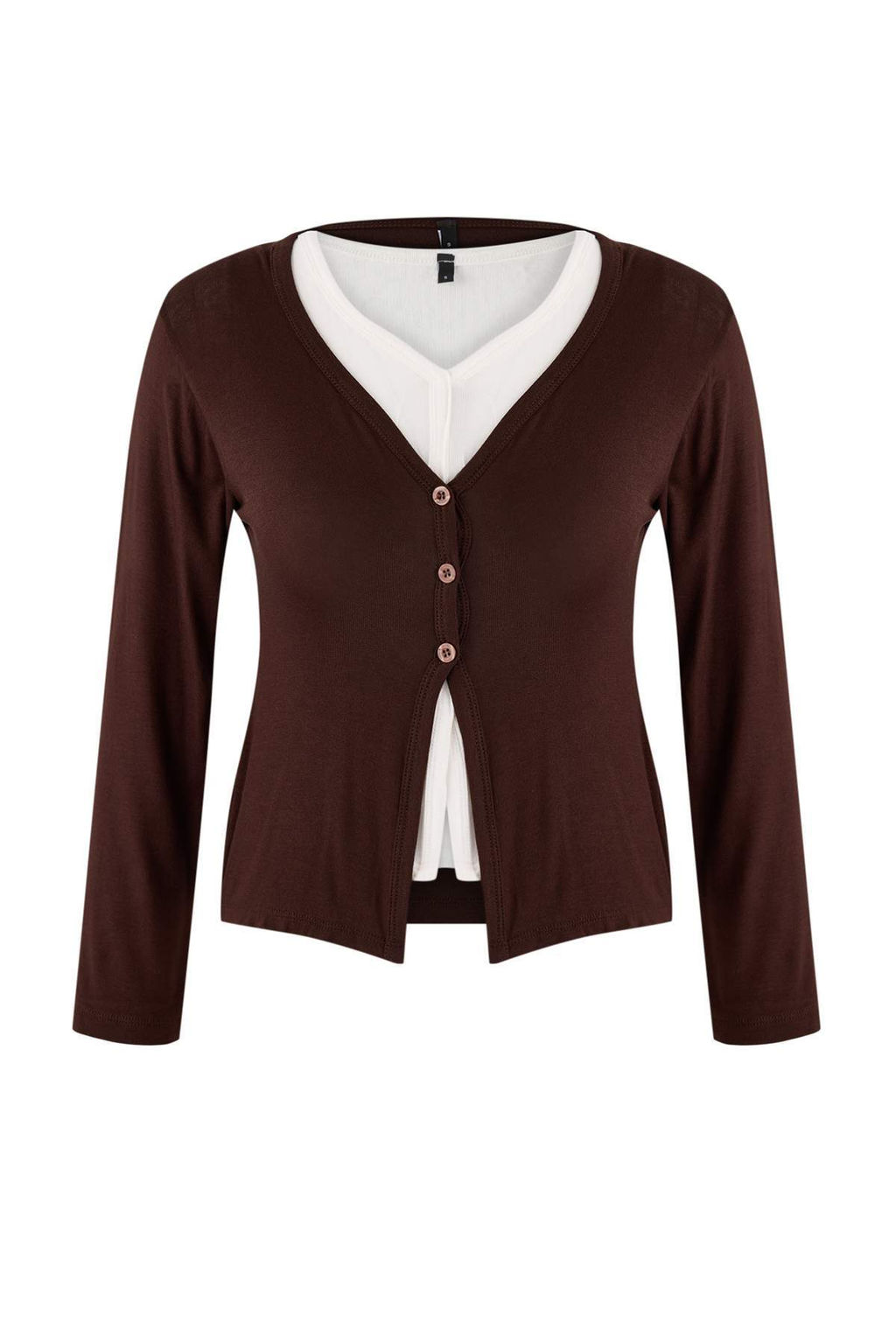 Kahverengi 2li Tak?m Fitted/Vucuda Oturan V Yaka Dugmeli Premium Yumusak Orme Bluz TWOSS26BZ00173 - Trendyolmilla фото 7