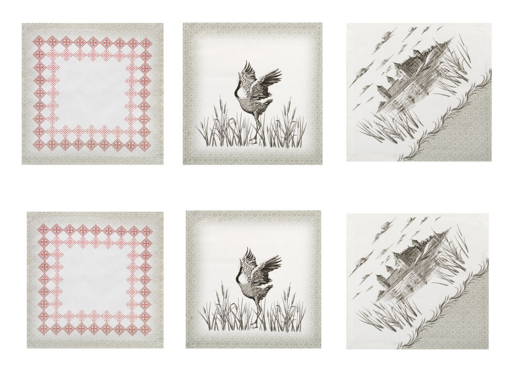 Комплект столовый 44721-БЧ 145*220 + 12 салф. 40*40 D1902 "Танец серых журавлей"