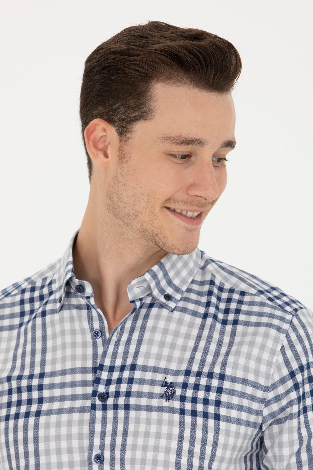 U. S. Polo Assn Мужская темно-синяя рубашка в шотландскую клетку - U.s. polo assn фото 2