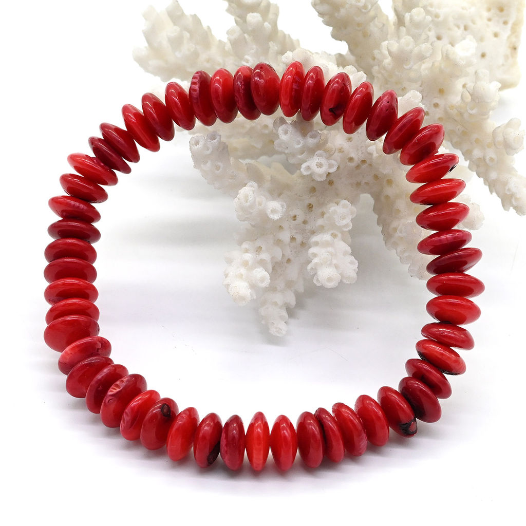 Браслет из коралла красного диски 7*3мм