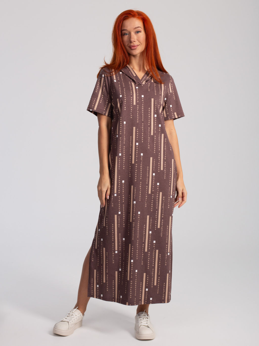 Платье женское кулирка с капюшоном "ПЕРФЕКТ" ШОКОЛАД