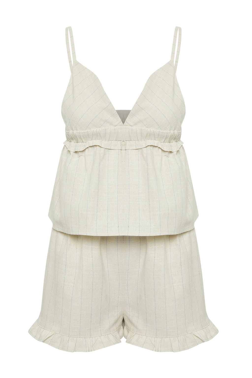 Cizgili Dokuma F?rf?rl? Plaj Bluz-Sort Tak?m TBESS25AU00066 - Trendyolmilla фото 5