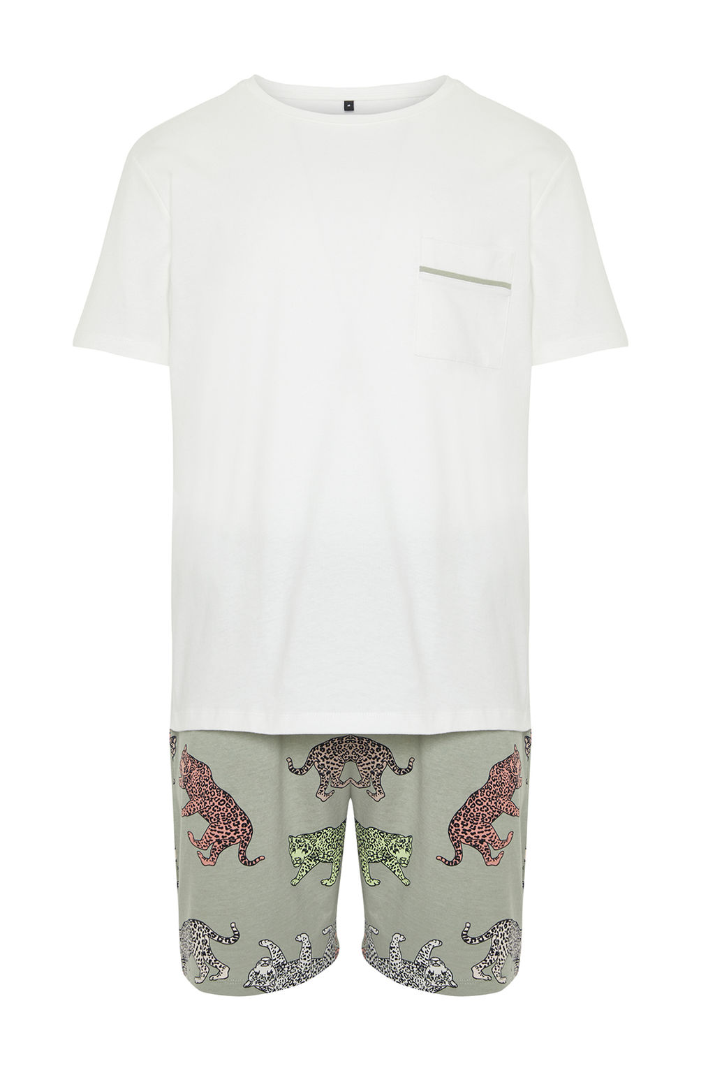 TRENDYOL MAN Ekru Regular Fit Hayvan Desenli Couple/Cift Orme Sortlu Pijama Tak?m? TMNSS24PT00015 - Trendyolmilla фото 7