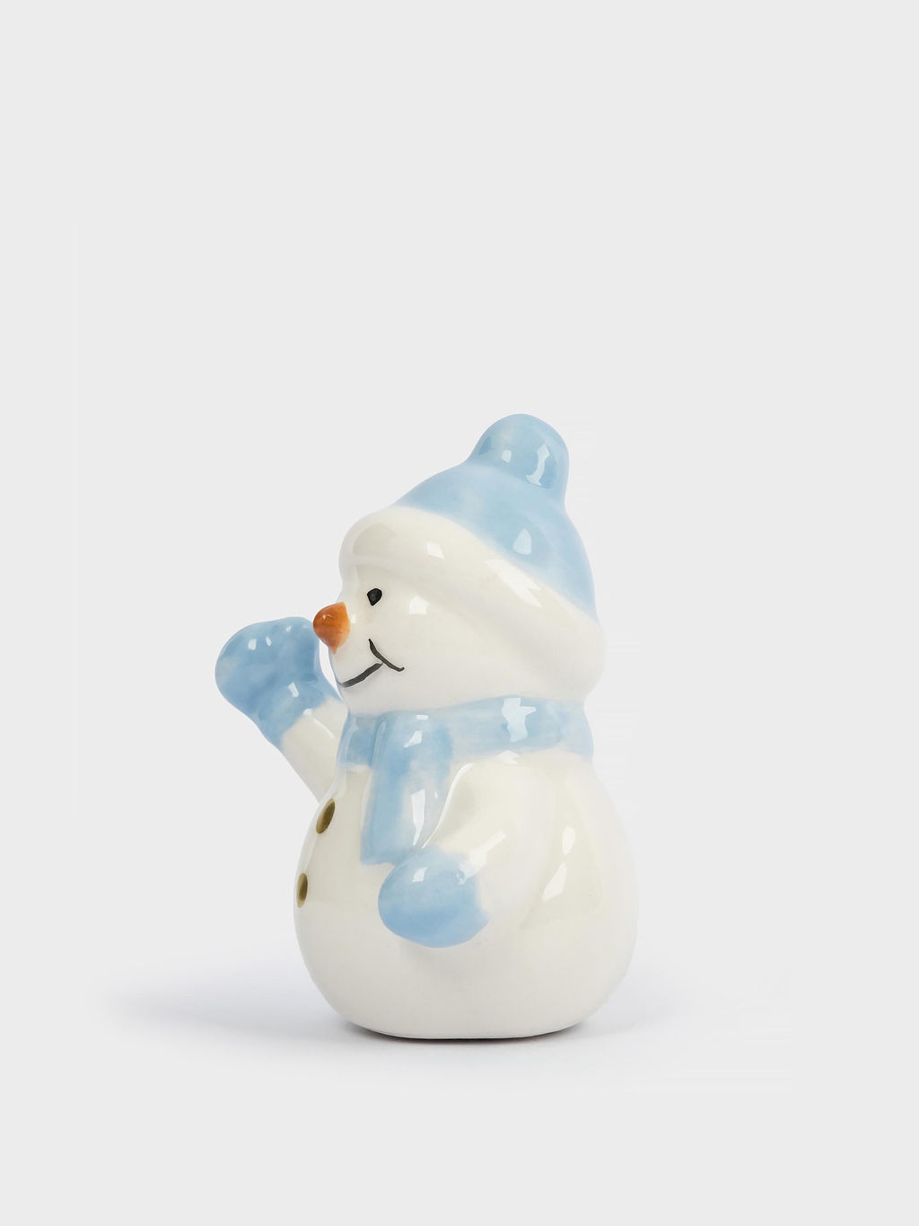 Статуэтка, 6 см, керамика, бело-голубая, Снеговик в шапке и шарфе, Snowman - Anna lafarg фото 3
