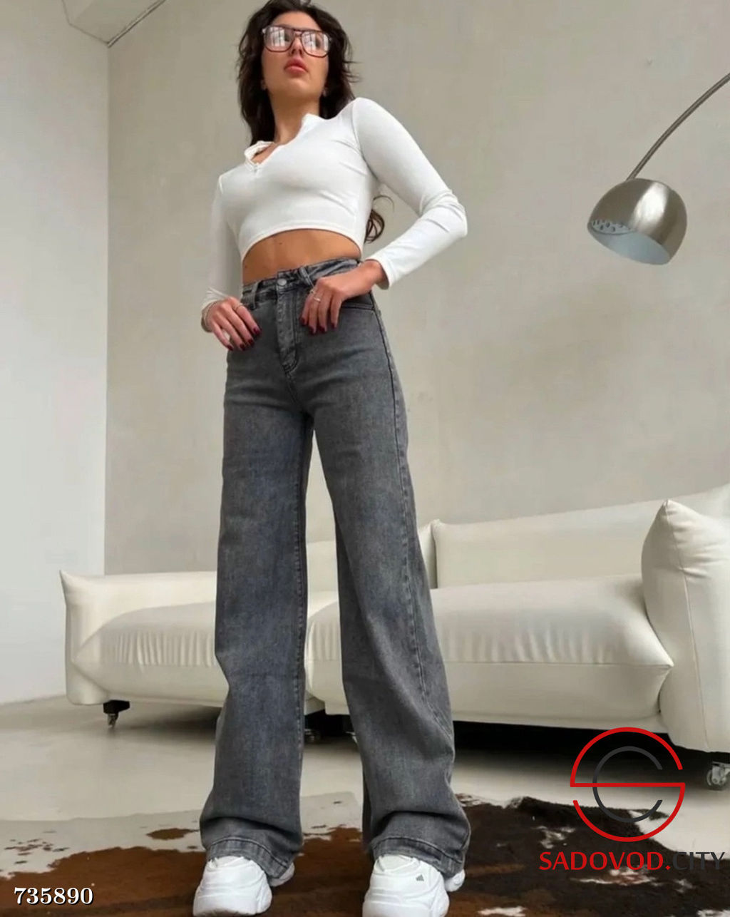 Женские джинсы Трубы с высокой посадкой
