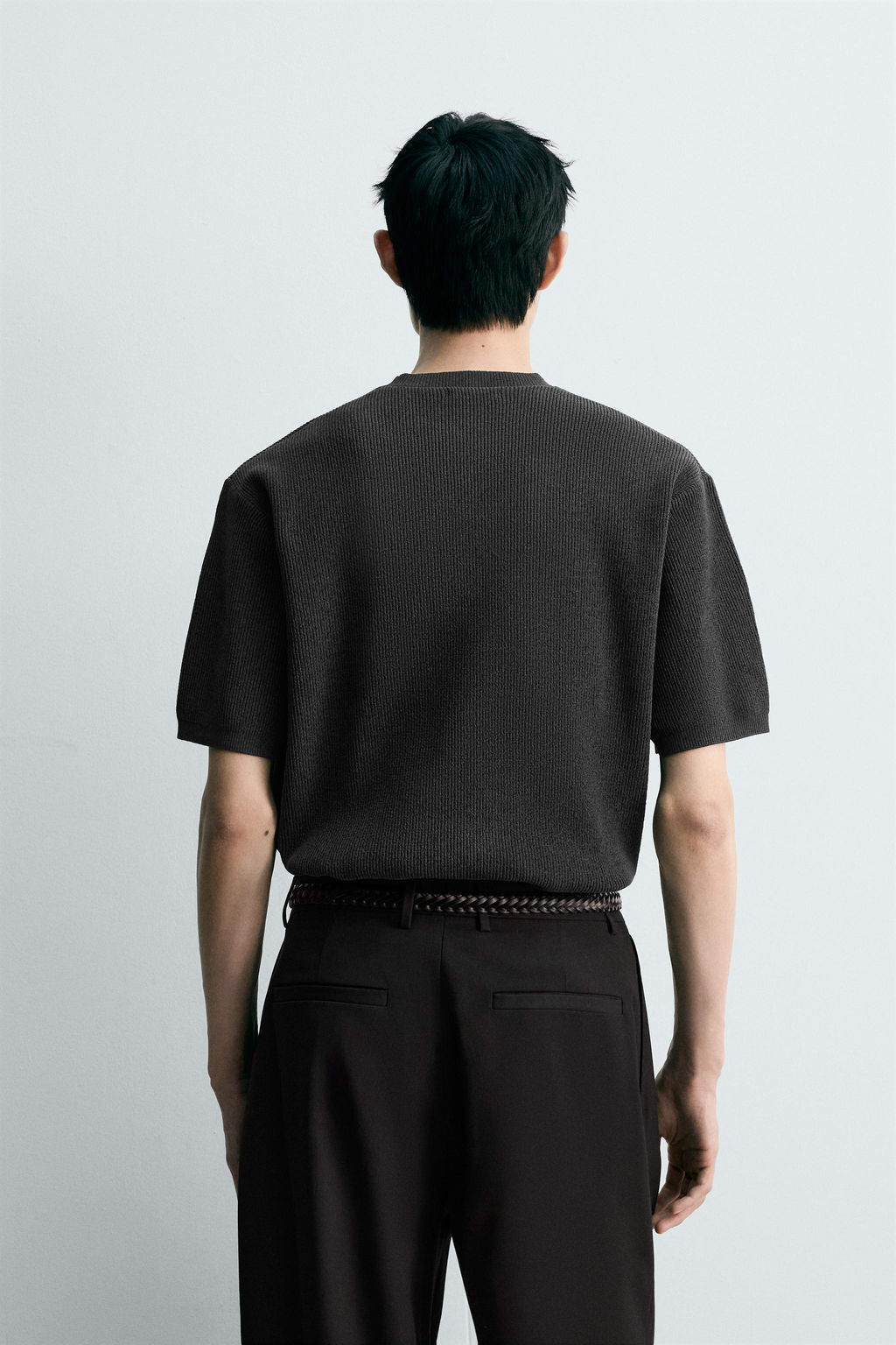 CAMISETA PUNTO ESTRUCTURA CHENILLA / Gris - Zara фото 4