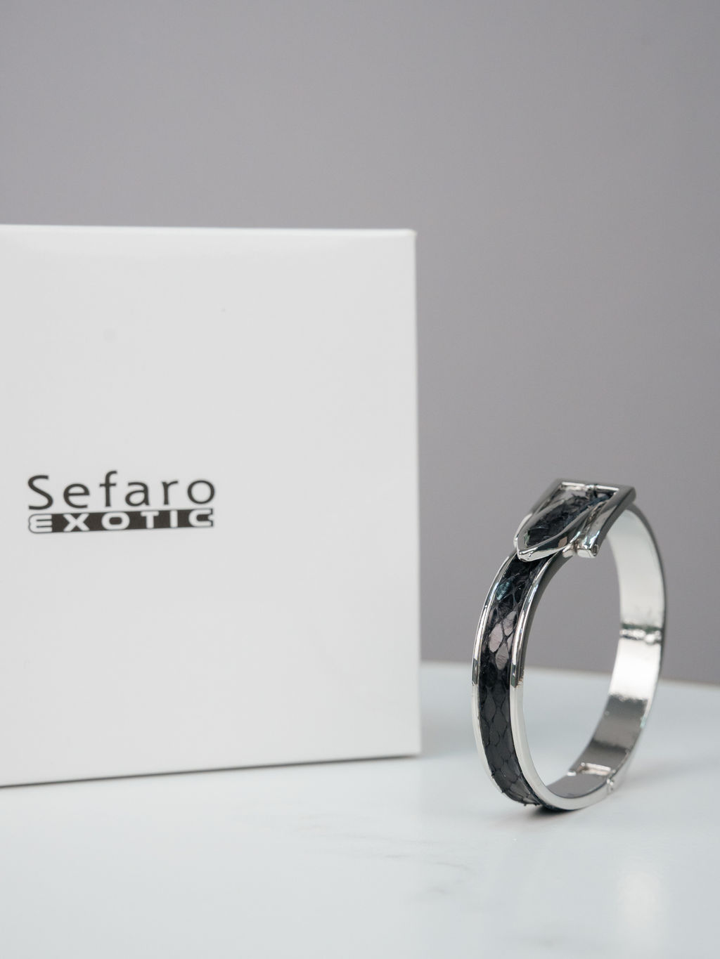 Браслет Sefaro из кожи питона черный  фото 3