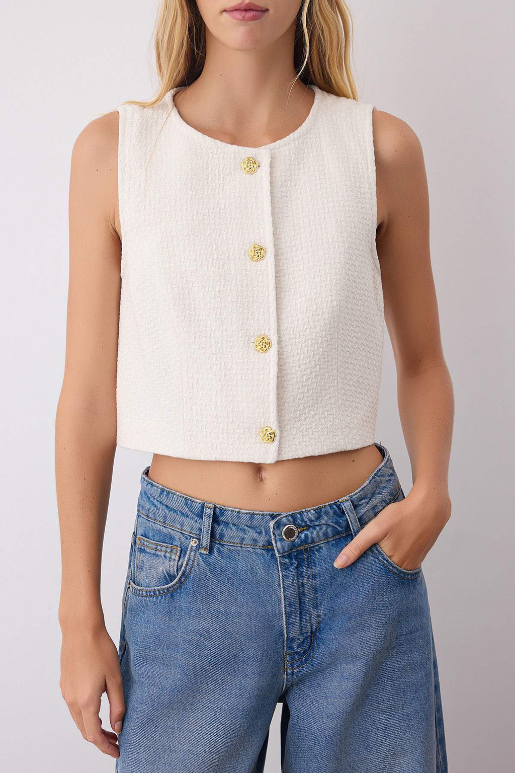 Siyah Aksesuar Dugmeli Dokuma Tuvit Yelek TWOAW26YE00019 - Trendyolmilla фото 9