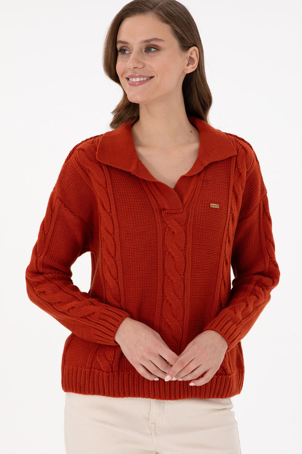 Женский свитер с воротником поло и плиткой Неожиданная скидка в корзине - U.s. polo assn фото 3