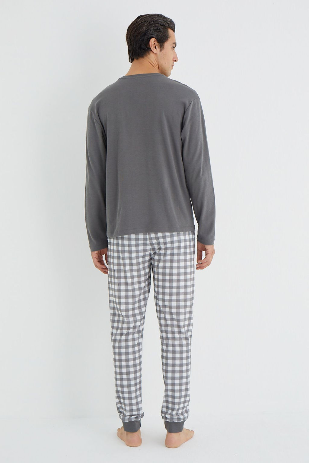 TRENDYOL MAN Antrasit Regular Fit Ekose Orme Pijama Tak?m? TMNAW25PT00064 - Trendyolmilla фото 2