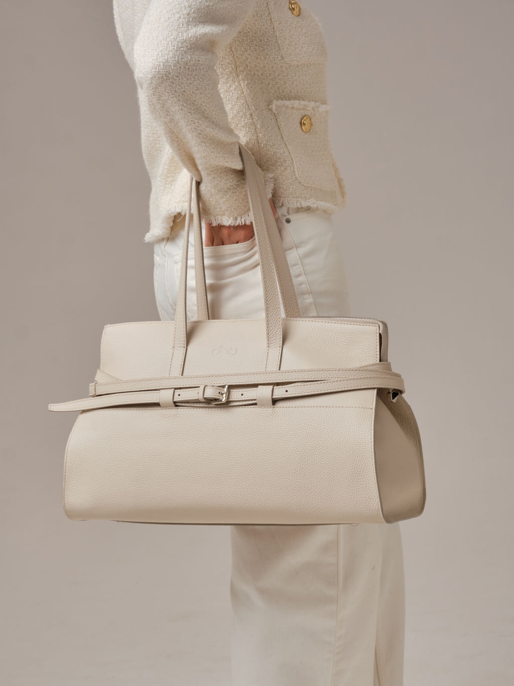 Кожаная сумка Rumi DBR 31152 светлый крем  фото 5