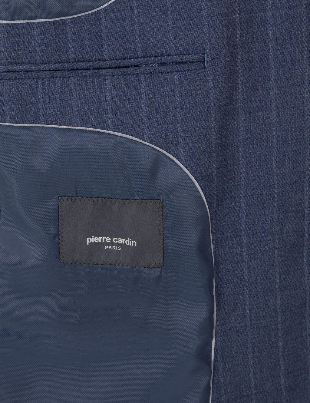 Koyu Mavi Slim Fit _izgili Y_n Tak_m Elbise
