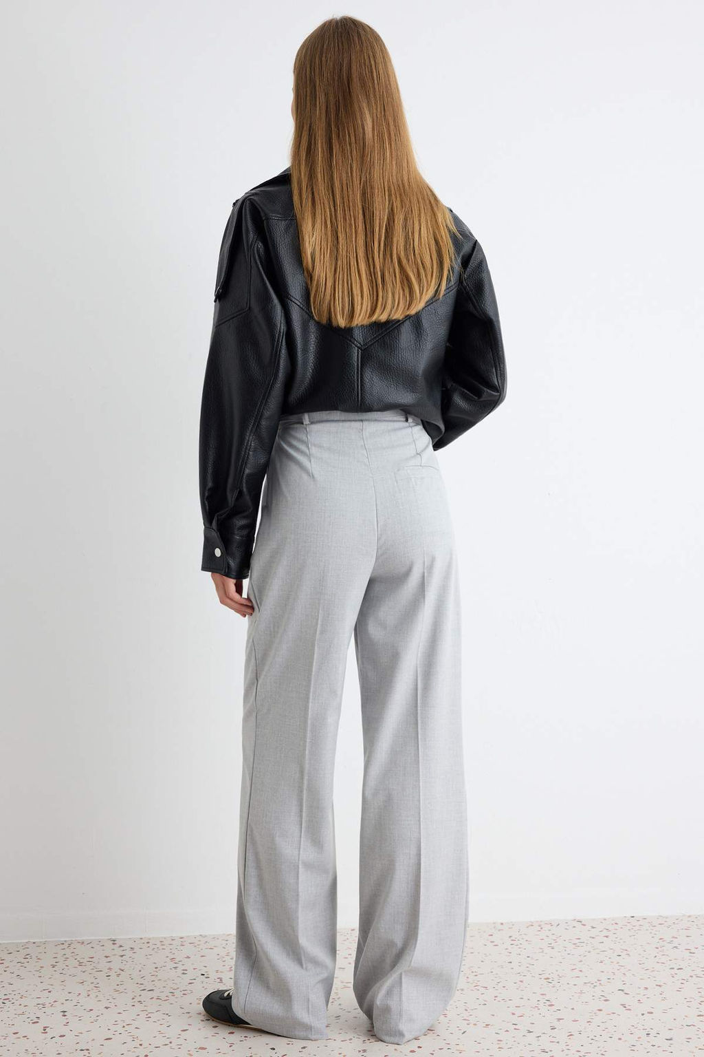 Gri Straight/D_z Kesim Kemer Detayl_ Dokuma Pantolon TWOSS24PL00023 - Trendyolmilla фото 4