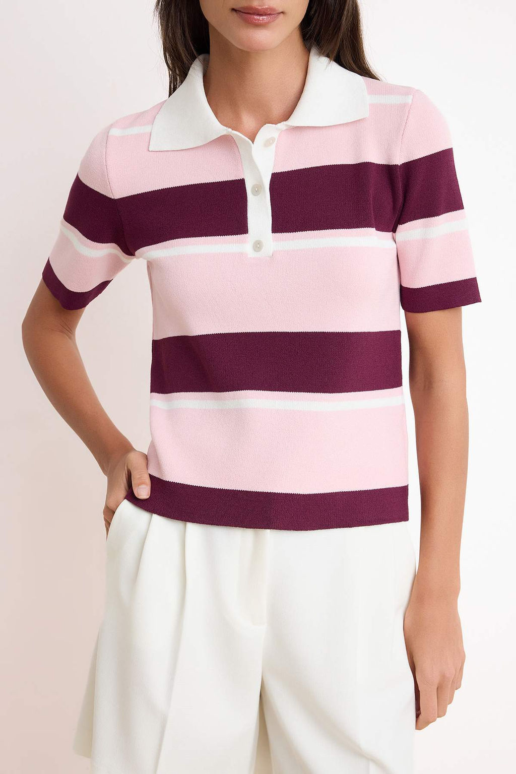 Pembe Yazl?k Premium Ozel Iplik Triko Bluz TWOSS26BZ00280 - Trendyolmilla фото 3