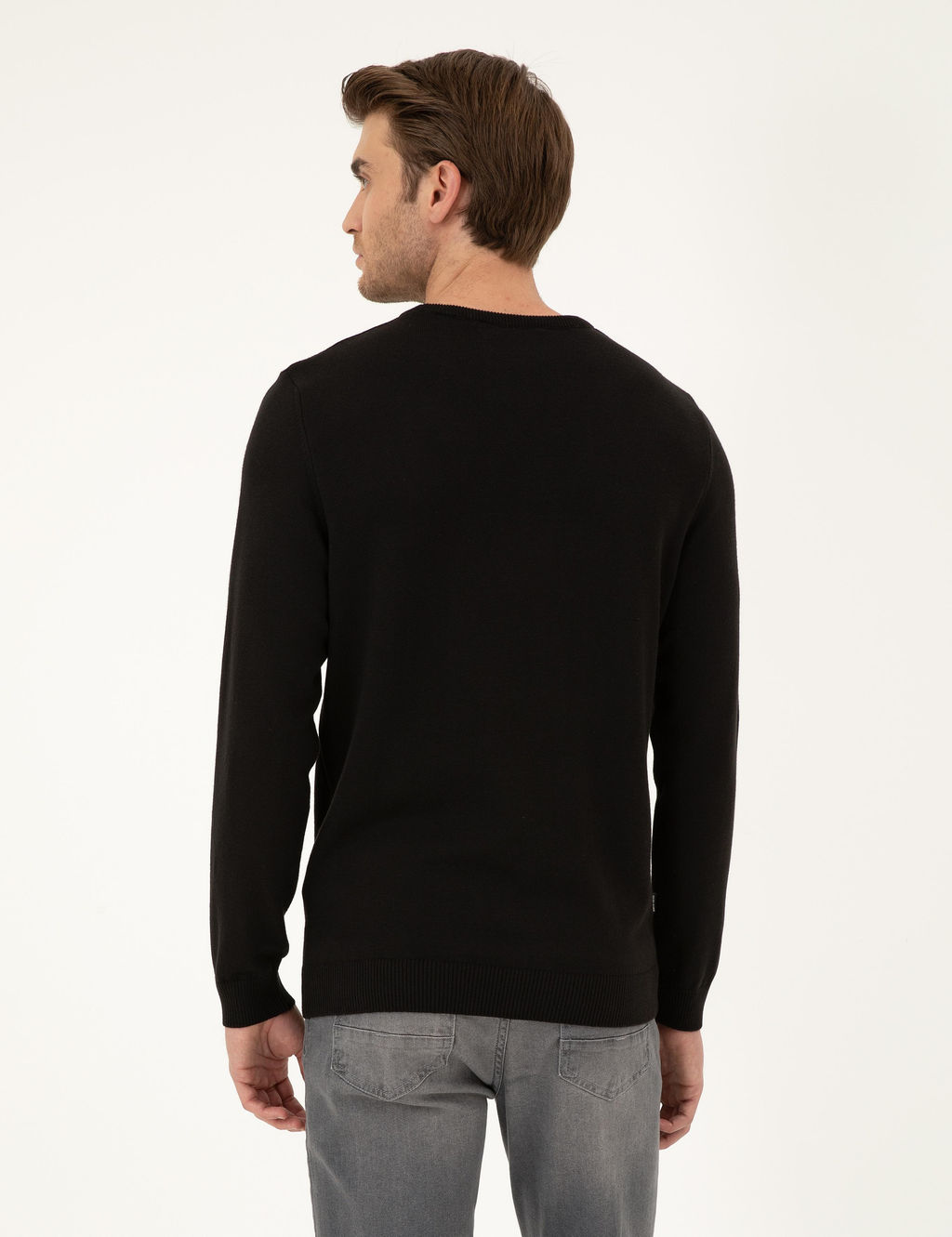 Siyah Slim Fit Bisiklet Yaka Basic Triko Kazak - Pierre cardin фото 5