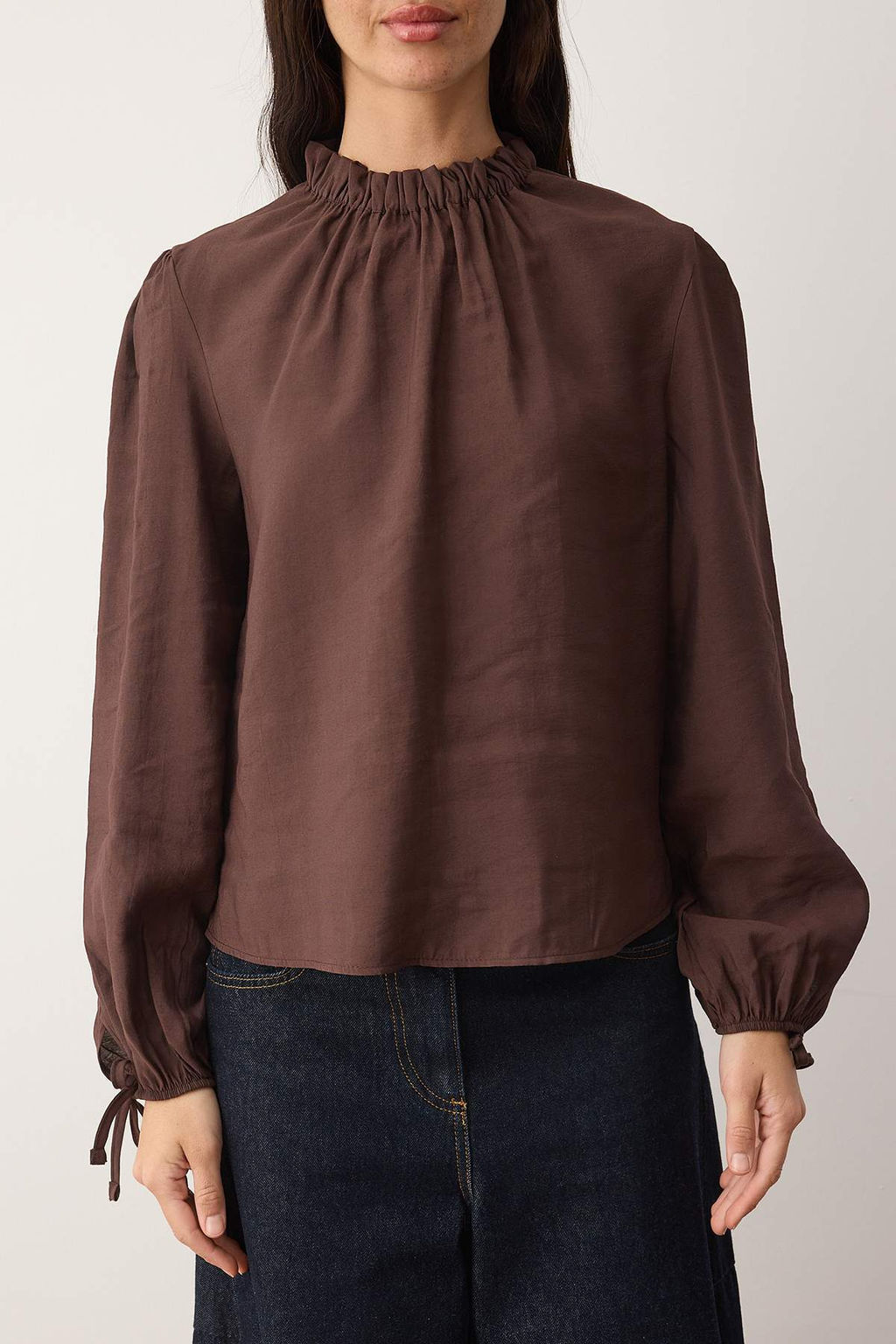 Ozel Koleksiyon Ekru Balon Kollu Dik Yaka Modal Dokuma Bluz TWOAW26BZ00145 - Trendyolmilla фото 11