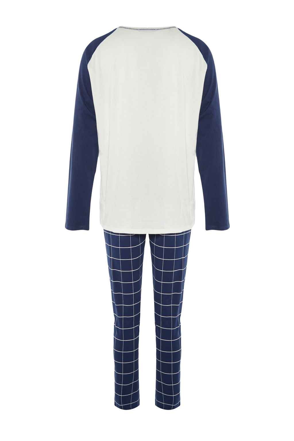 Lacivert %100 Pamuk Regular Fit Ekose Orme Pijama Tak?m? THMAW21PT0879