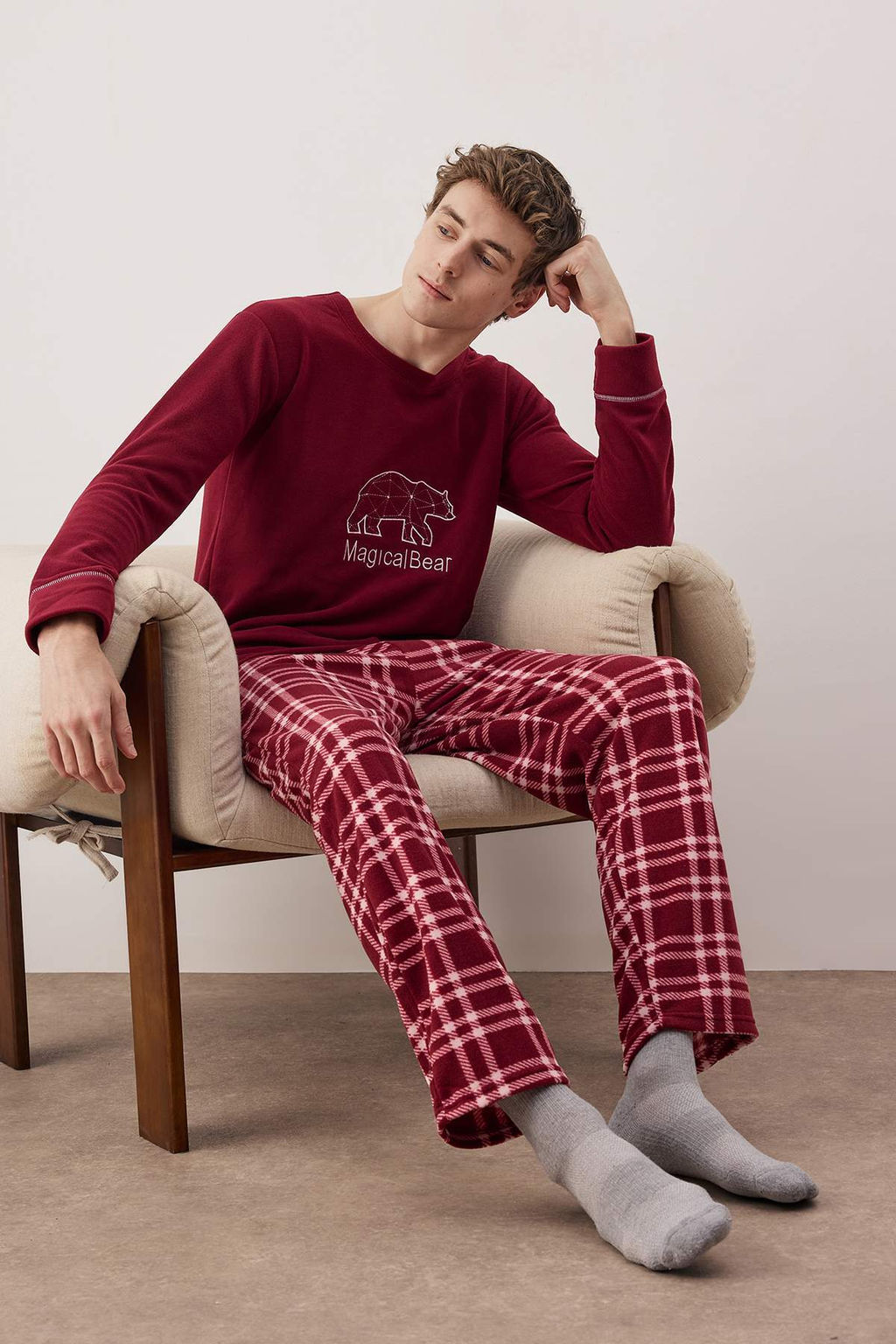 Bordo Polar Ekose Orme Pijama Tak?m? TEDAW25PT00035 - Trendyolmilla фото 4