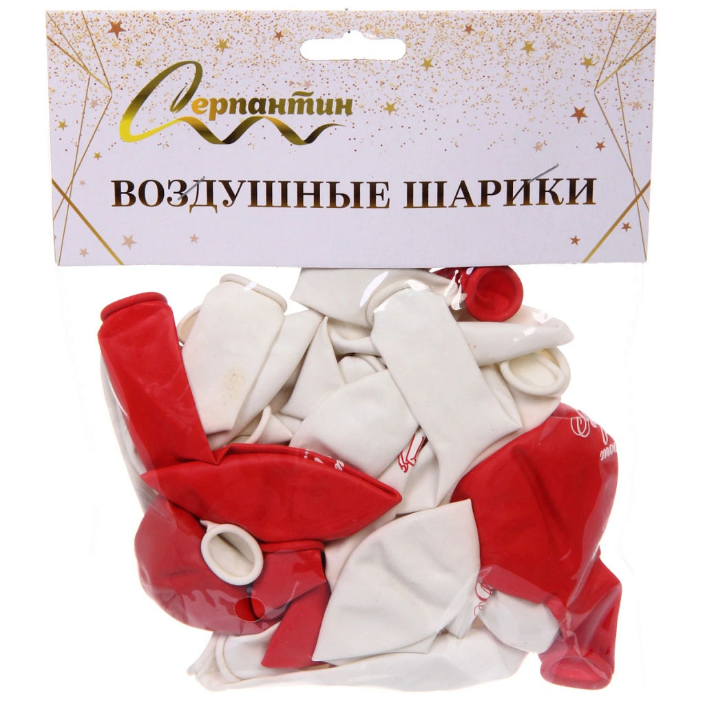 Воздушные шары 25 шт, 10"/25см "Любовная серия", Красный/белый