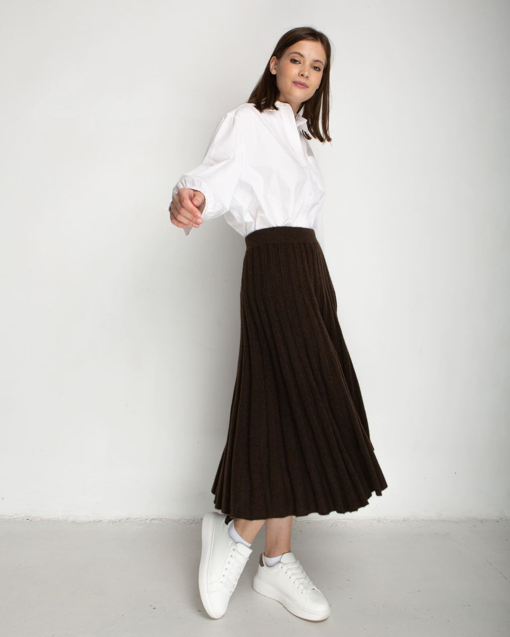 Юбка из пуха яка 07032 темно-коричневая