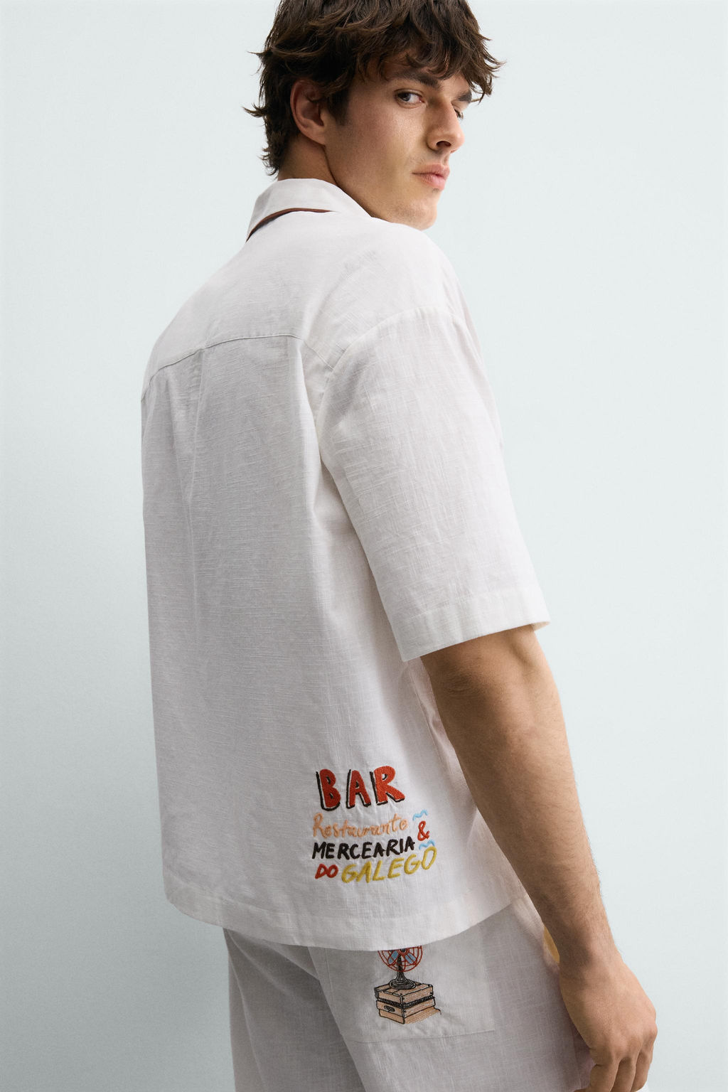 CAMISA RELAXED FIT BORDADOS CONTRASTE / Crudo - Zara фото 7