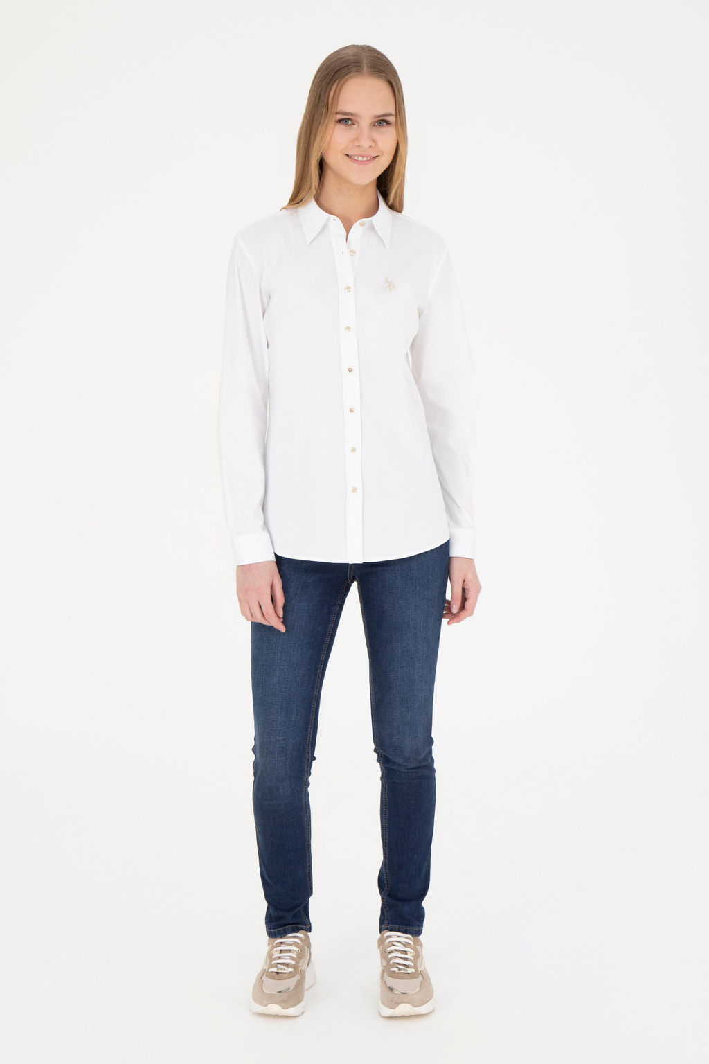 Женская белая базовая рубашка с длинным рукавом Неожиданная скидка в корзине - U.s. polo assn фото 4