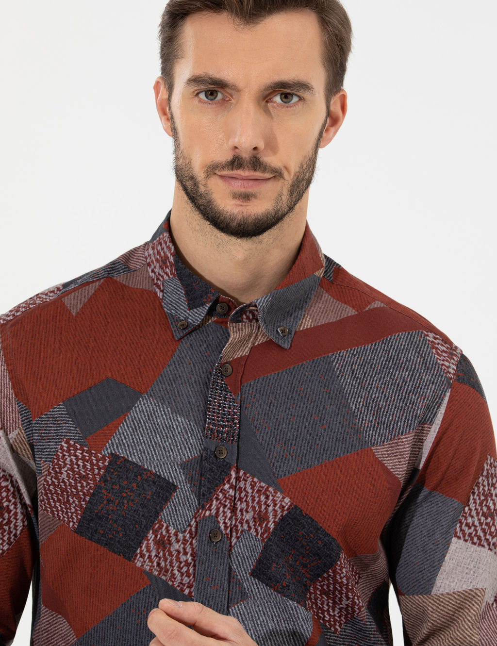 Turuncu Slim Fit Uzun Kollu G_mlek