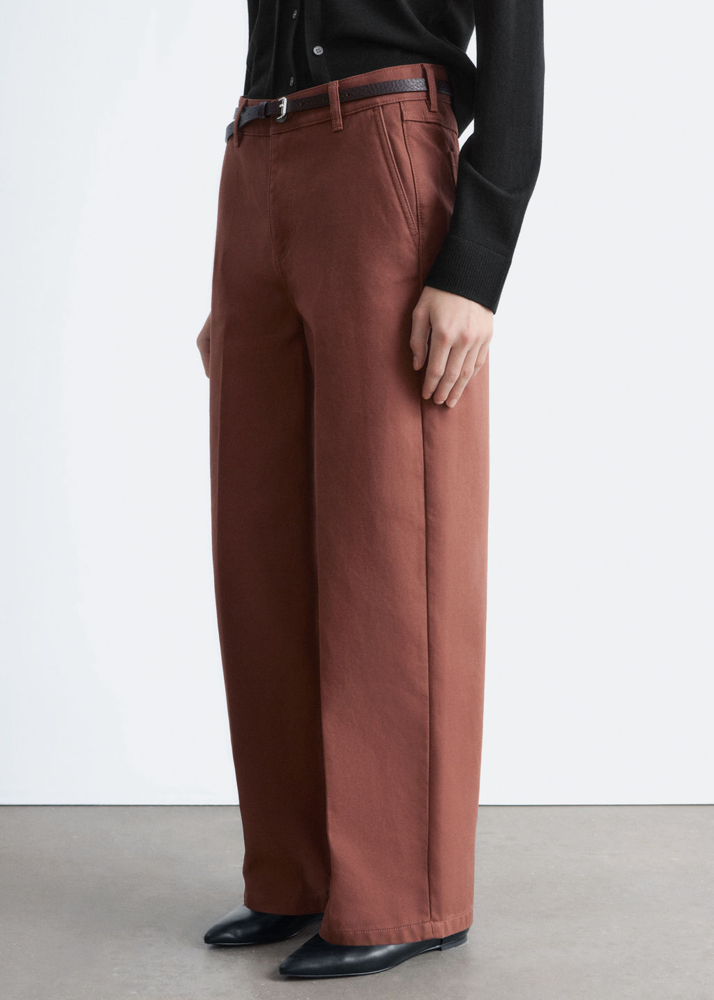 Pantalones de algod?n relajados de perneras anchas - H&m фото 7