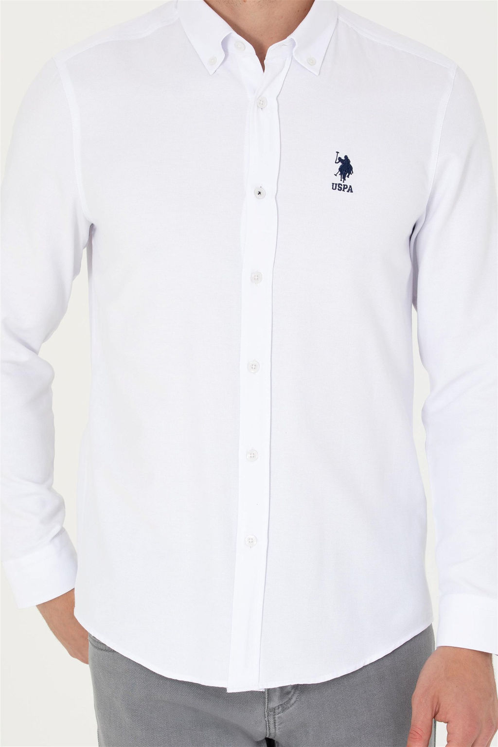 U. S. Polo Assn Мужская белая базовая рубашка с длинным рукавом - U.s. polo assn фото 13