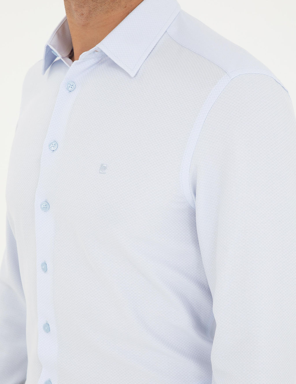 Рубашка Pierre Cardin Slim Fit светло-голубая с длинным рукавом