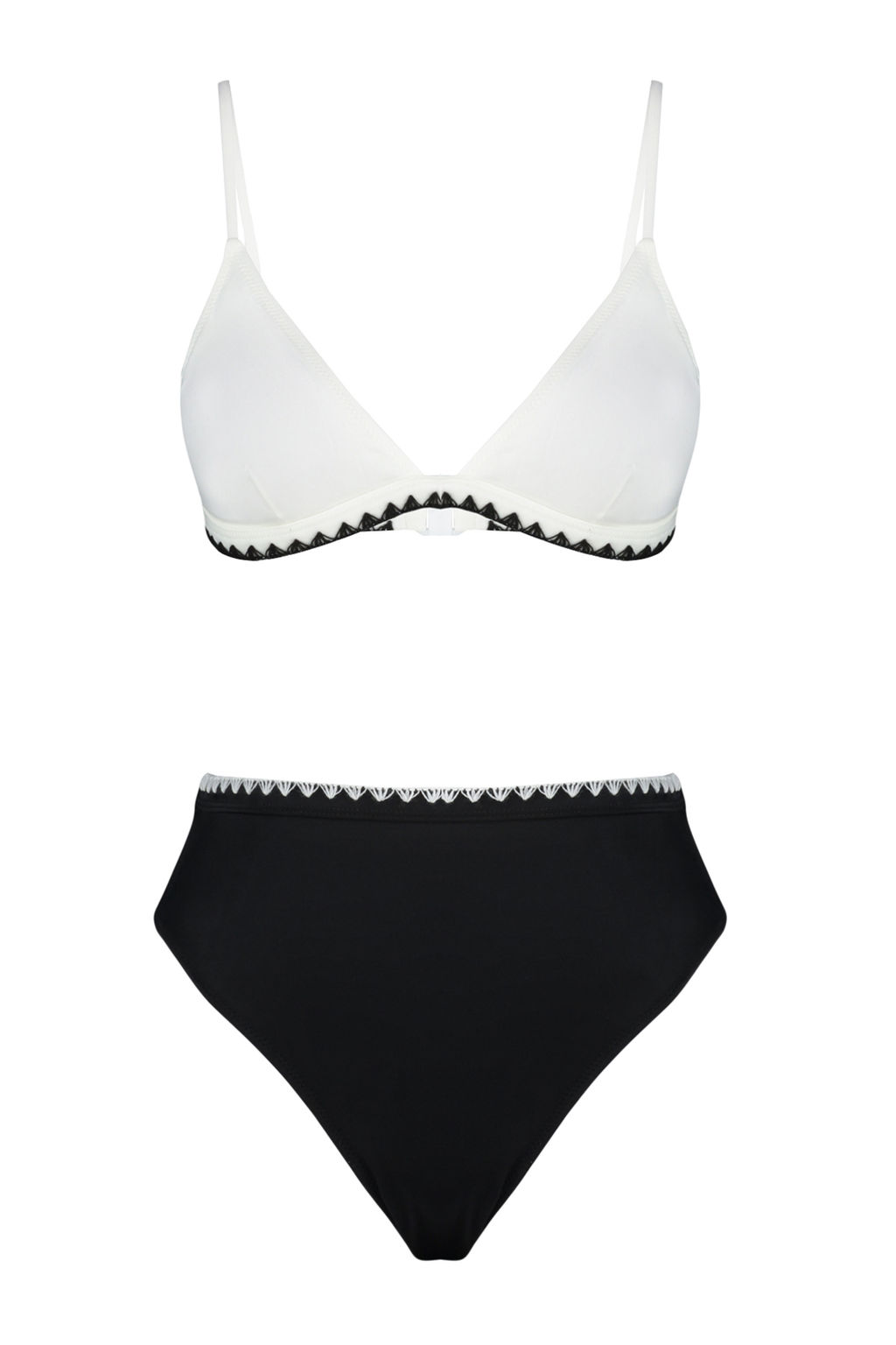 TRENDYOLMILLA Siyah-Beyaz Ucgen Nak?sl? Yuksek Bel Regular Bikini Tak?m? TBESS24BT00127  фото 6