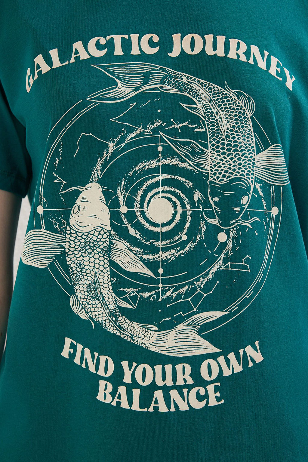 TRENDYOLMILLA Zumrut Yesili %100 Pamuk Regular/Normal Kal?p Bask?l? Orme T-Shirt TWOSS25TS00076 фото 10