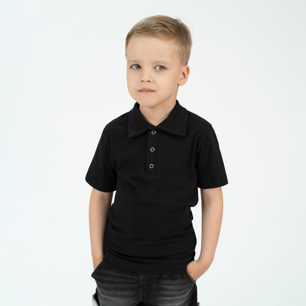 Футболка поло детская черная 659 (140, 72)
