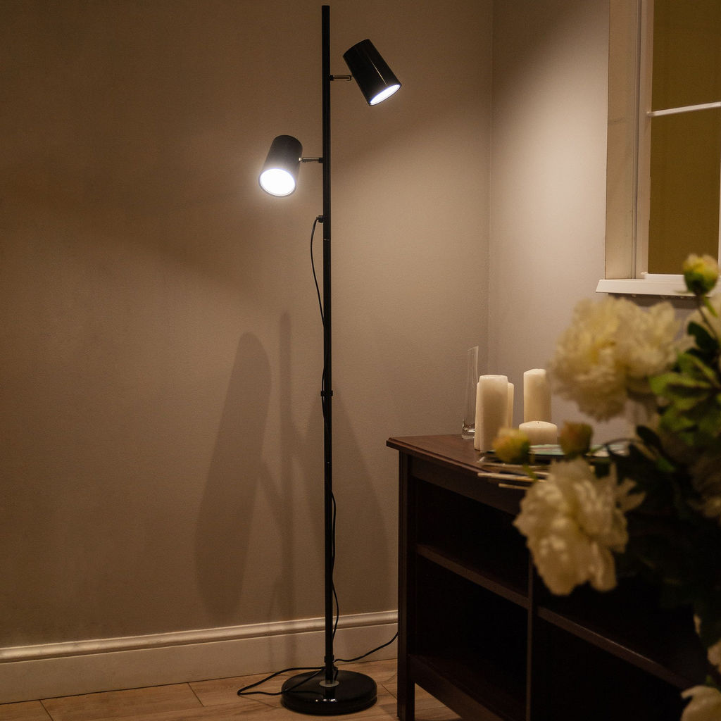 ULM-T600 2х6W/4500K/DIM BLACK Торшер напольный светодиодный, 2х6W. Сенсорный выключатель. Диммер. Черный. ТМ Uniel