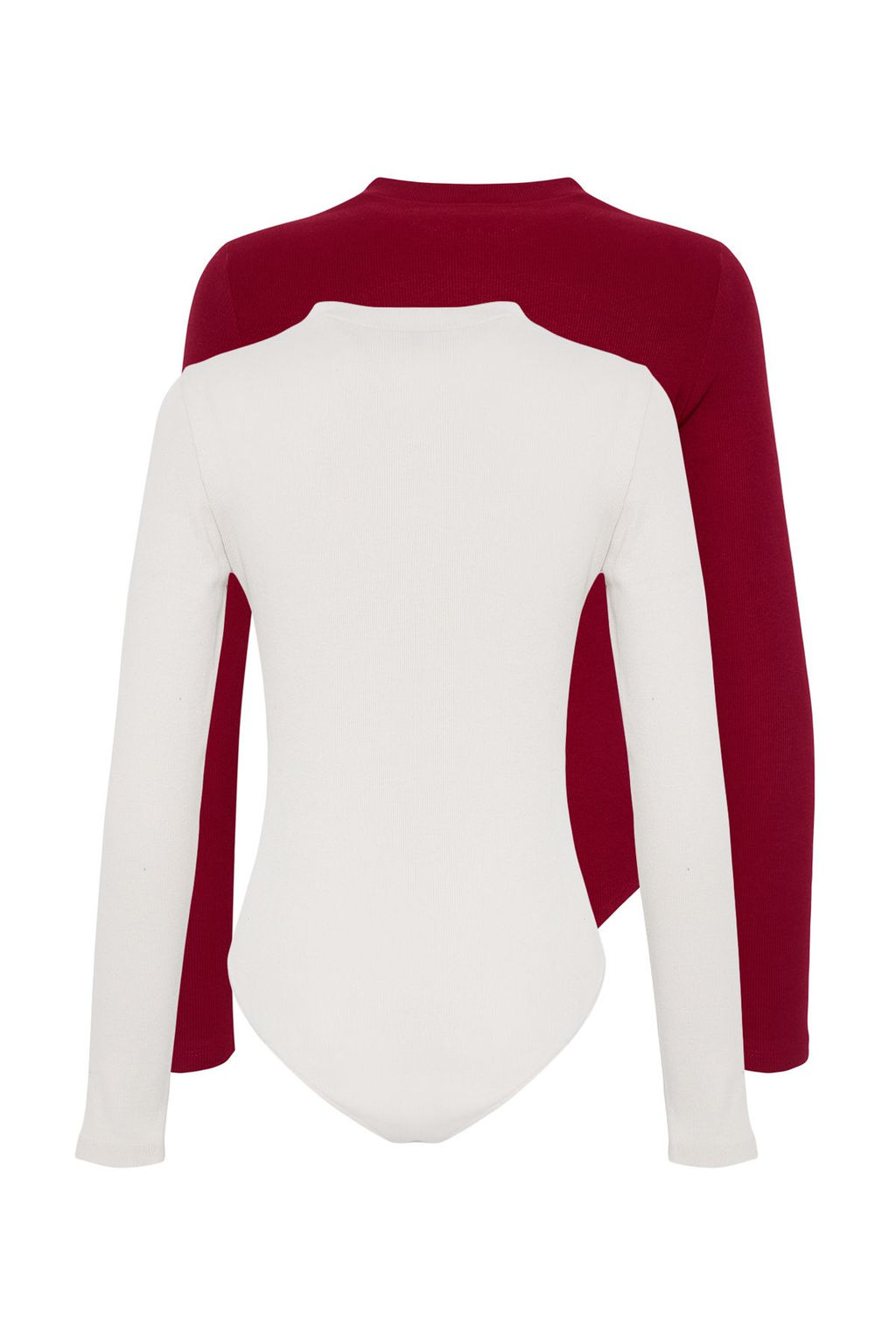 Trendyolmilla Siyah-Beyaz 2li Paket Slim C?tc?tl? Dik Yaka Fitilli Esnek Orme Body TWOAW23BD00030 фото 7