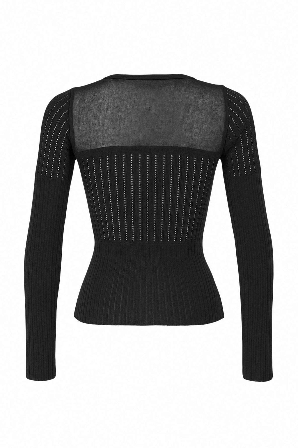 Siyah Merserize Gorunumlu Premium/Ozel Iplikli Transparan Detayl? Triko Kazak TWOAW26KZ00019 - Trendyolmilla фото 6