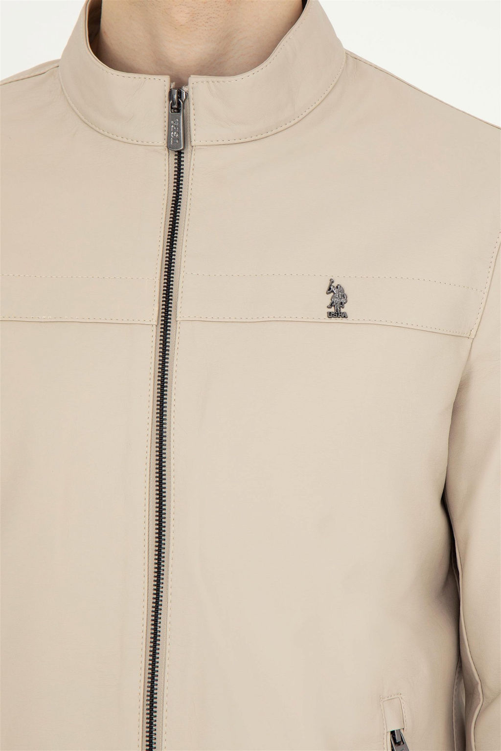 Мужская кожаная куртка с камнем Неожиданная скидка в корзине - U.s. polo assn фото 7