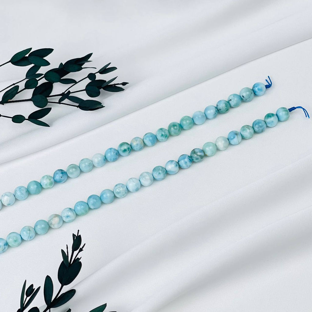 Бусины для украшений из Ларимара (43 бусины) 38 см