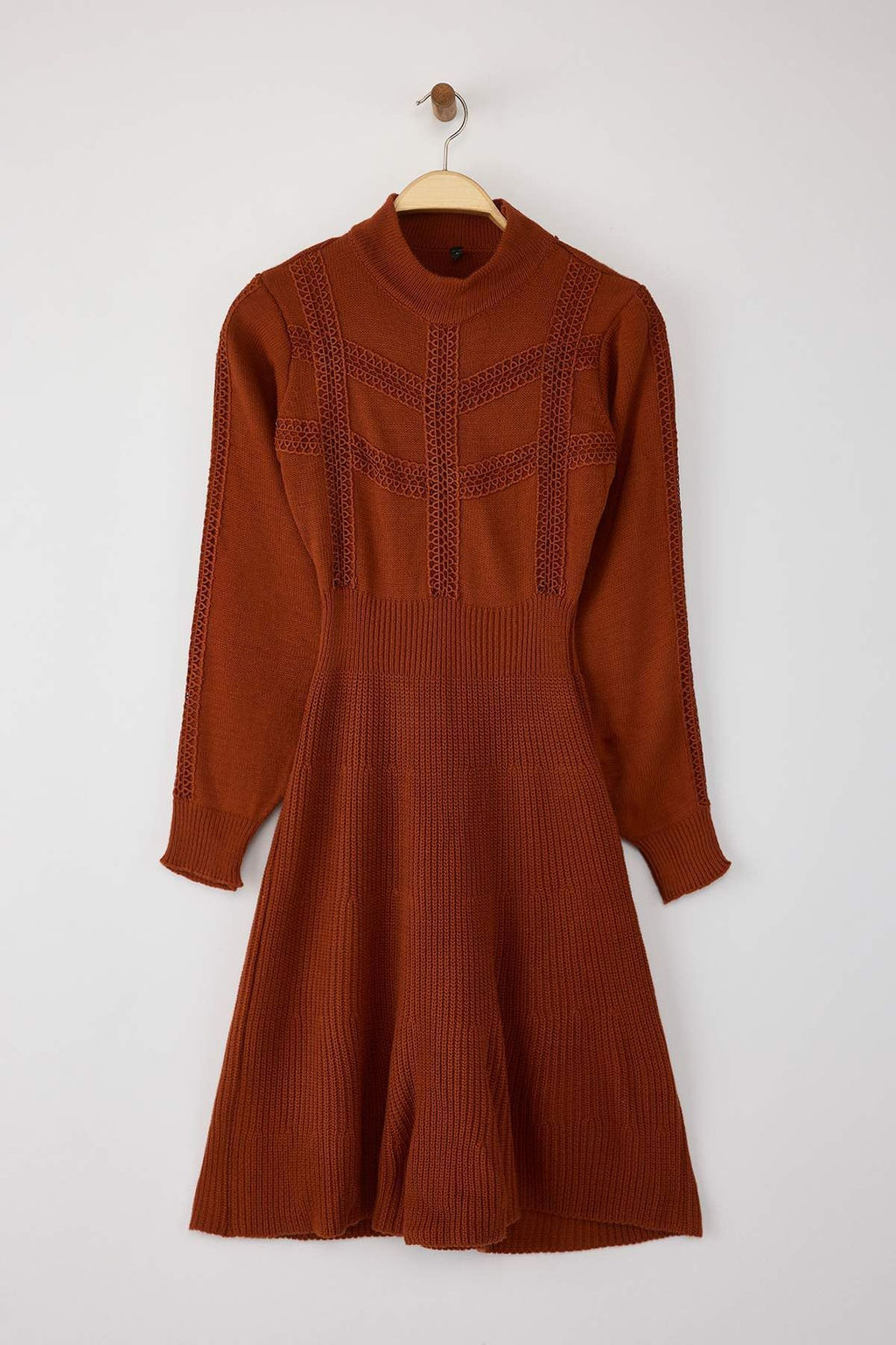 Kiremit Mini Triko Dantelli Elbise TWOAW22EL0011