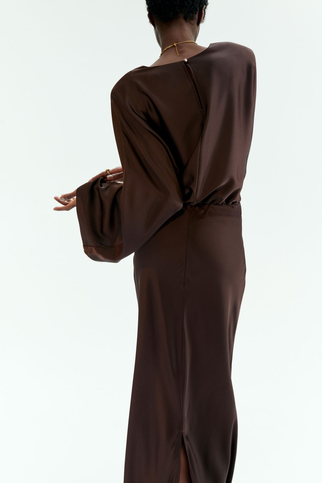 Vestido de sat?n con hombreras - H&m фото 4