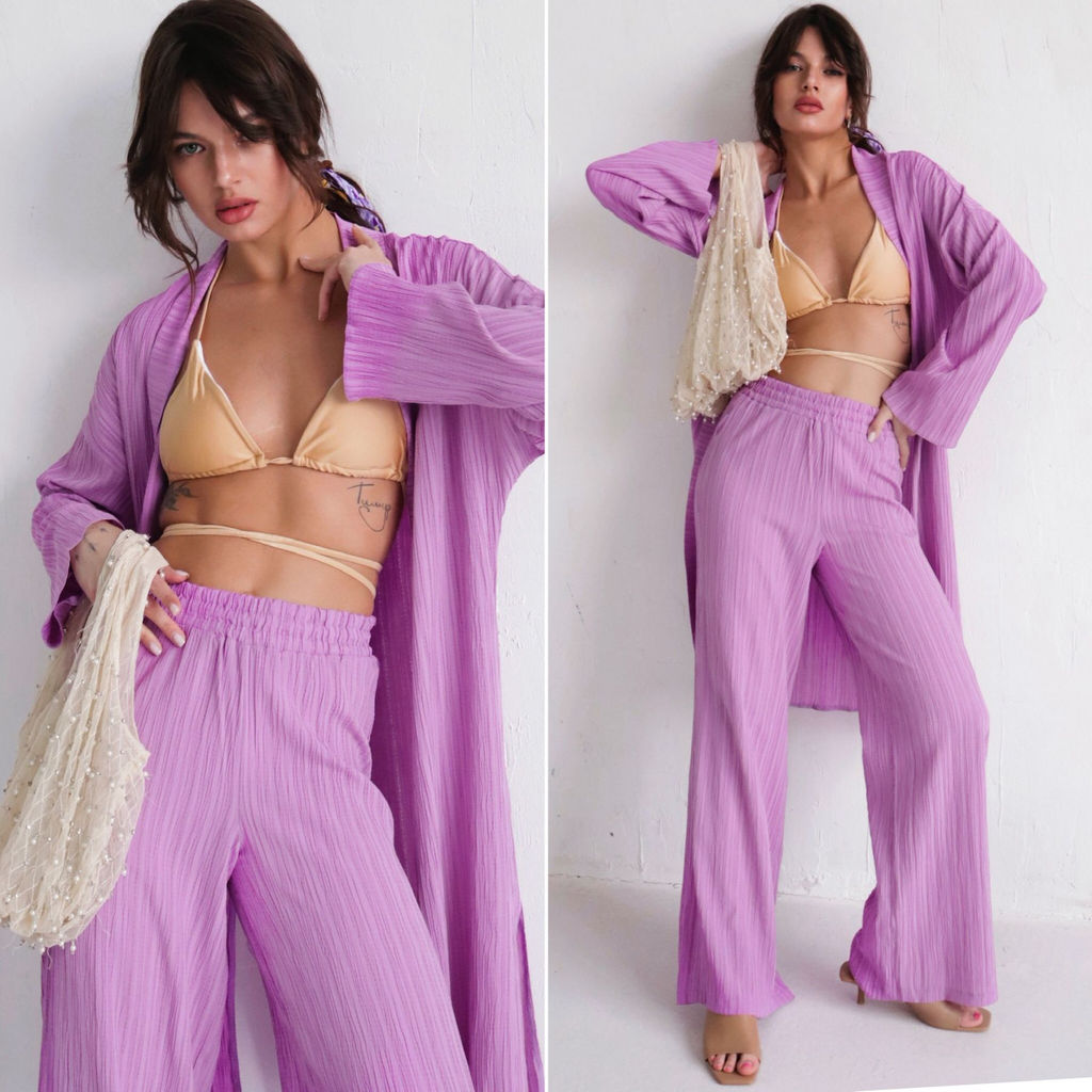 9540 Костюм из кимоно и брюк-палаццо сиреневый - Martichelli фото 2