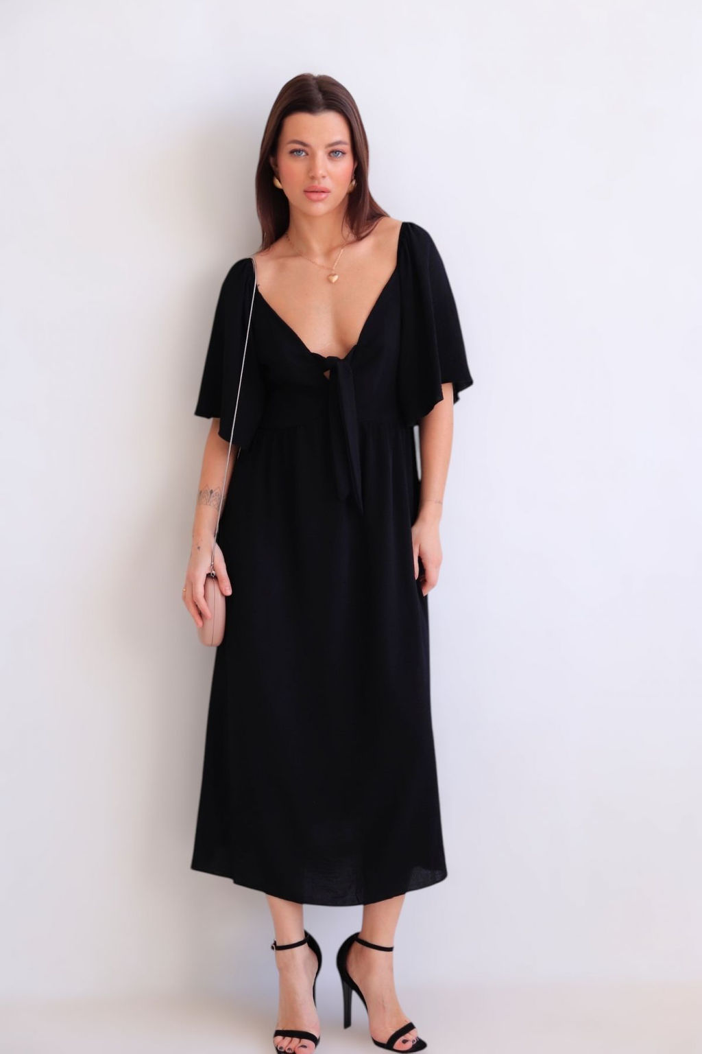 Martichelli Платье с завязками на груди чёрное  фото 6