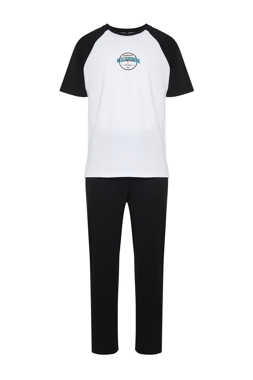 TRENDYOL MAN Siyah Beyaz Bask?l? Reglan Kol Regular Fit Orme Pijama Tak?m? TMNSS24PT00014 - Trendyolmilla фото 7