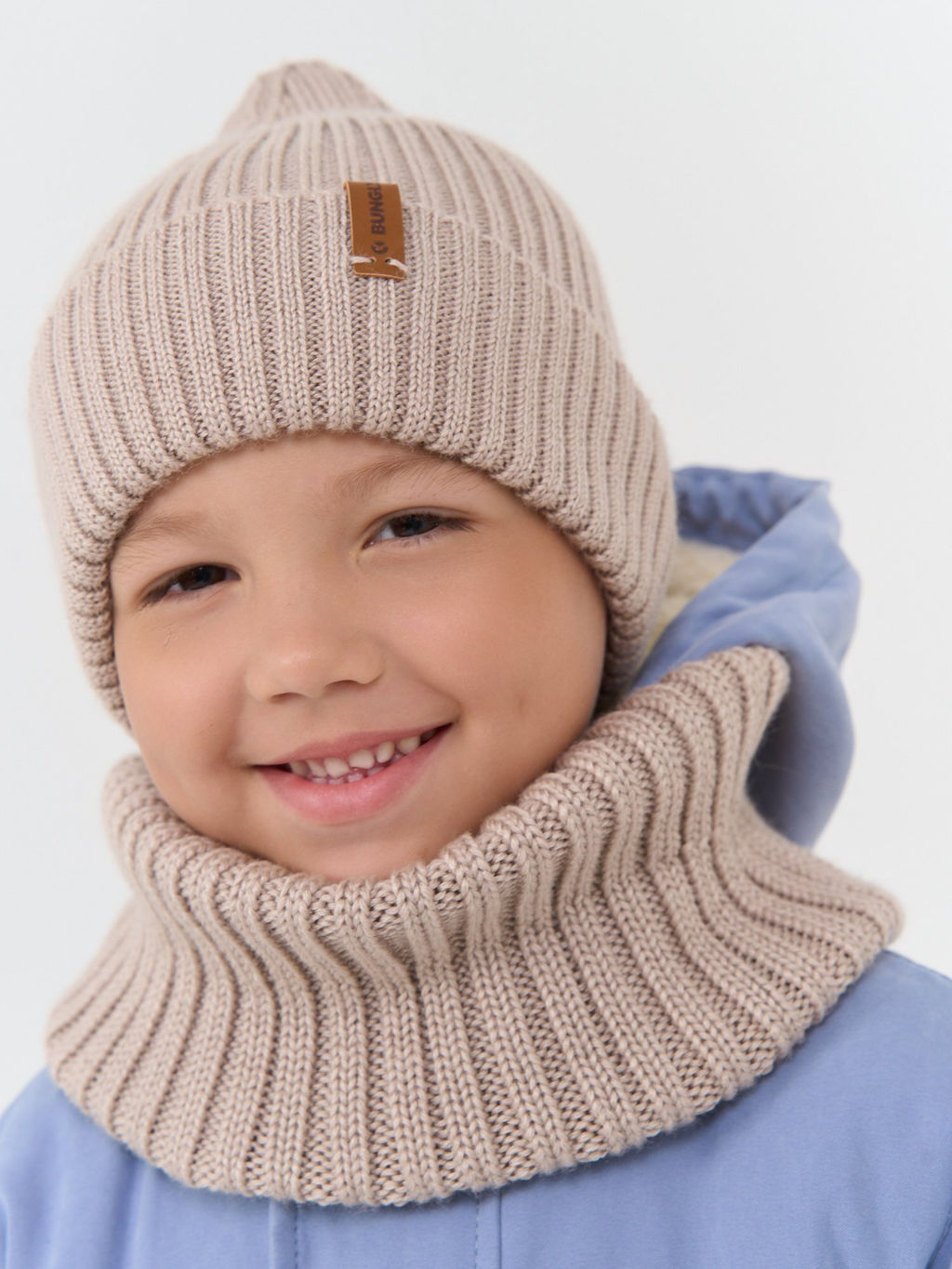 Снуд из смесовой шерсти Ваниль вертикальная вязка - Bungly фото 2