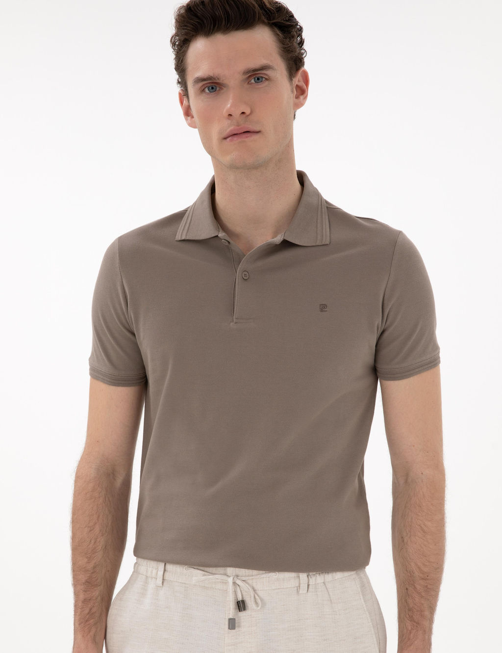 Koyu Vizon Slim Fit %100 Pamuk Polo Yaka Basic Ti__rt