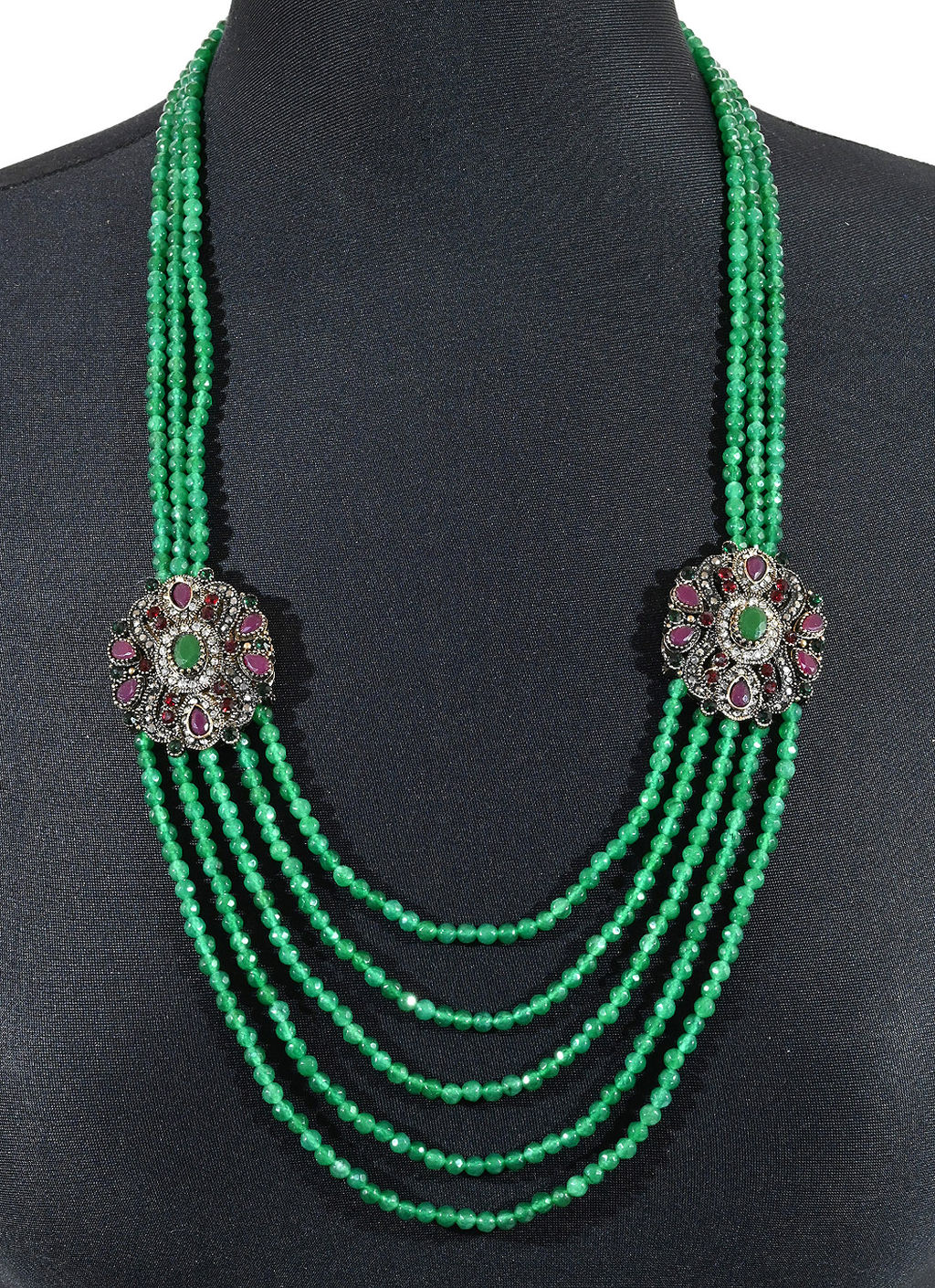 Колье нити из самоцветов с цирконами, 65см