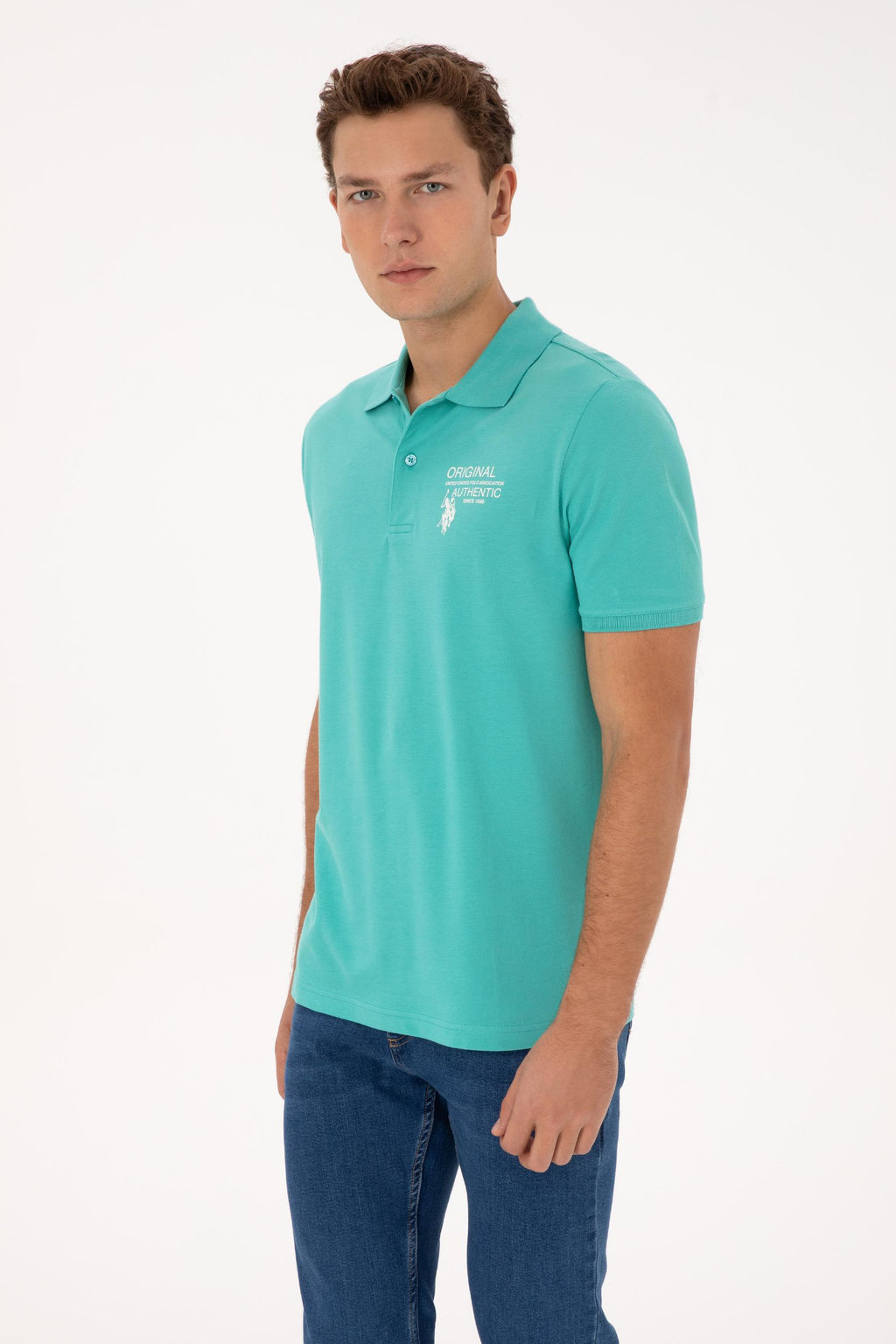 Футболка U.S. Polo Assn Erkek Mint Ti__rt из хлопка в ассортименте фото 3