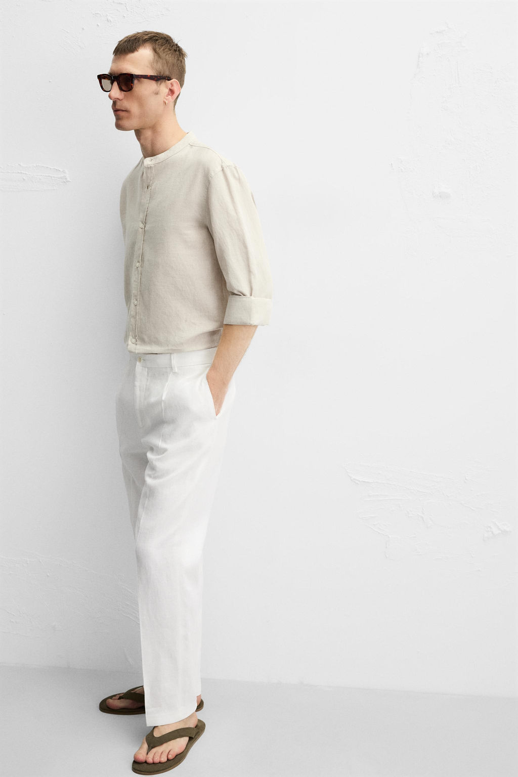 100% LINEN PLEATED TROUSERS - Zara фото 6